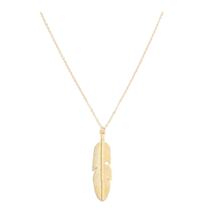 FEATHER LEAF PENDANT CHAIN LONG NECKLACE